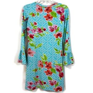 Ibkul Turquoise Floral Size XS Sun Protection Athletic Dress Bell Sleeves